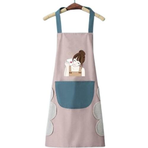 Kitchen Wipeable Waterproof Oil-Proof Cartoon Cute Girl Kitchen Nail Shop Apron for Women Baking Accessories