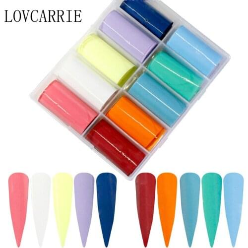 LOVCARRIE 10 Rolls/Set Nail Stickers Neon Summer Transfer Foil Nail Art Sticker Snake Flower Holographic Designer Nails Decals