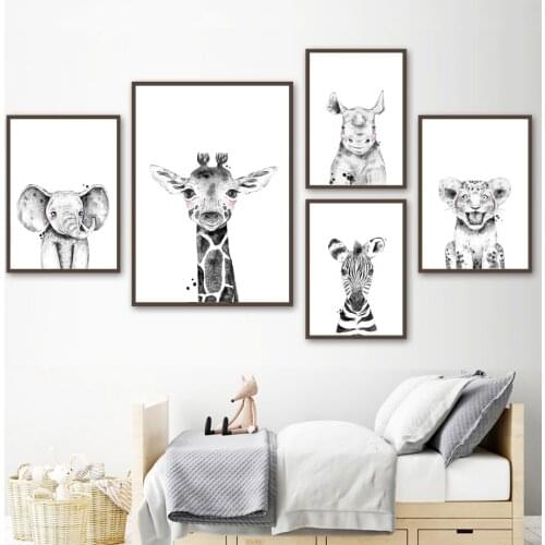 Elephant Giraffe Unicorn Zebra Lion Wall Art Canvas Painting Nordic Posters And Prints Wall Pictures Kids Room Nursery Decor