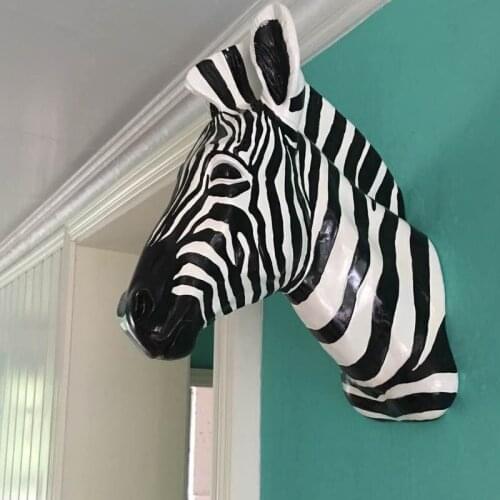 Wall Decor Sculpture Zebra Head Statue Home Decoration Accessories Resin Animal Statues Figurine Craft Handicraft Christmas Gift