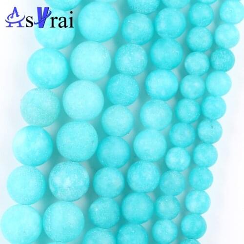 Natural Stone Matte Amazonite Spacer Loose Round Beads For Jewelry Making 6/8/10mm Diy Bracelets Accessories 15"