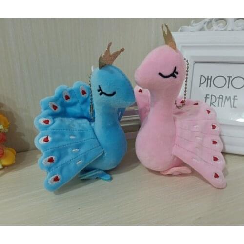 New 2colors , Kawaii 12cm Peacock Stuffed Animal Plush Toy Pendant , Baby child Key Chain Plush Toy Doll Gift