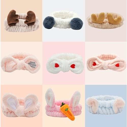 New Cute Antler Cat Ears Headbands for Women Girls Makeup Face Washing Headband Headwrap Hairband Holder Turban Hair Accessories