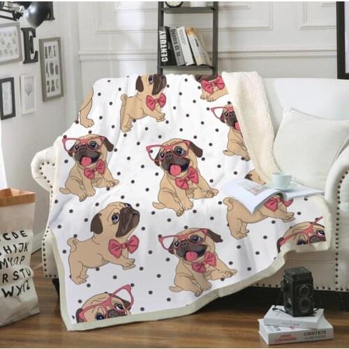 Hoodie Blanket Plush Throw Blanket 3D Bulldog Printed Sherpa Fleece Microfiber Throw Blanket 2019 Drop Shipping