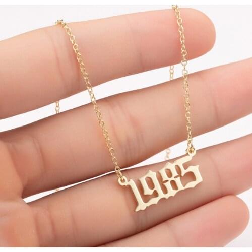 Stainless Steel 1980-2021 Year Birth Number Pendent Necklaces for Women Birthday Special Date Collar Friendship Gift