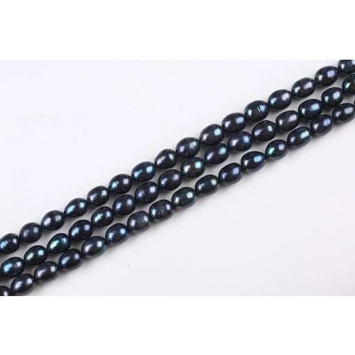 APDGG Genuine 10-11mm Natural Black Bulk Big Size Rice Shape Loose Fresh Water Pearl Beads women lady jewelry DIY