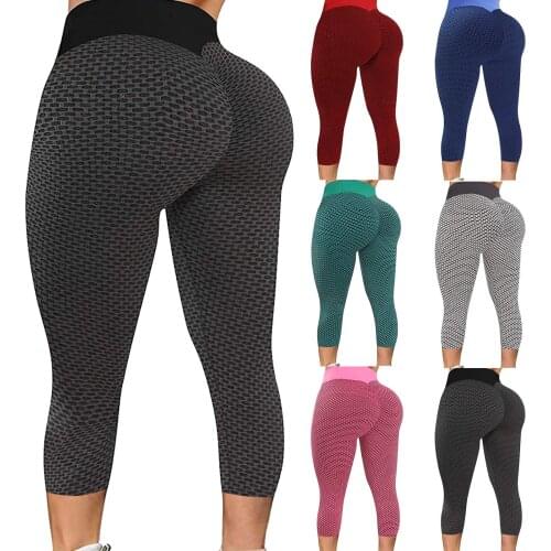 Casual Womens 3/4 Yoga Pants Gym Fitness Sports Cropped Leggings Slim Pants Female Casual Yoga Pants Lose Weight Leggings