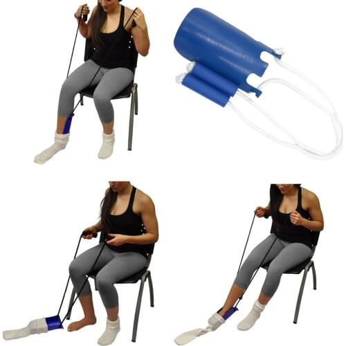 Adjustable Length Sock Dressing Assist Aids Device Helper for Elderly Senior Pregnant Patients Caregivers with Foam Handle