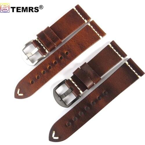 Watch Accessories Cow Leather Watch Bracelet Brown Black Vintage Wristwatch Strap Band Belt 20mm 22mm 24mm Watchband Quality