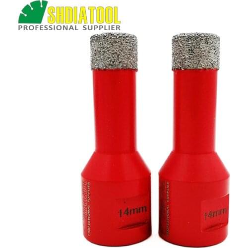 SHDIATOOL 2pcs M14 Thread Dia 14mm Vacuum Brazed Diamond Drilling Core Bits With Dry Drilling Bits Hole Saw Diamond Drill Bit