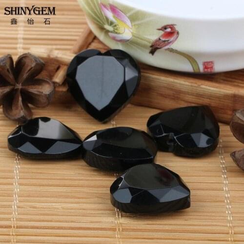 ShinyGem 22mm Handmade Heart Shape Obsidian Beads Faceted Thickness Black 2020 Natural Stone For Fine Jewelry Making 20pcs/Lot