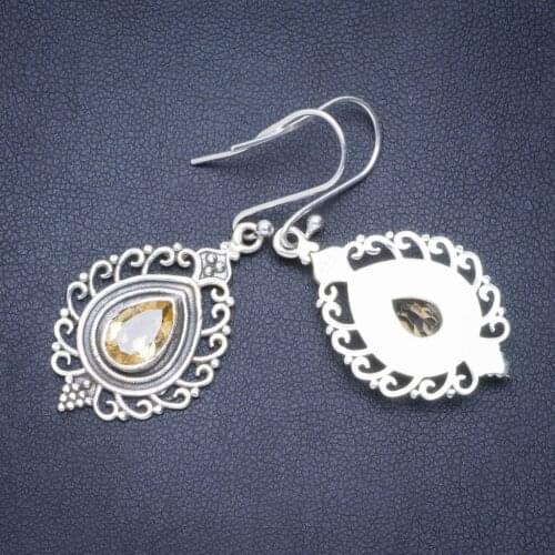 Natural Citrine Handmade Unique 925 Sterling Silver Earrings 1.75" A0772