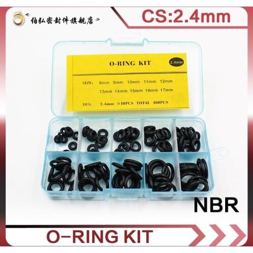 Thickness 2.4mm Nitrile Rubber Ring NBR O Ring Seal Nitrile Sealing O-rings NBR Washer oring set Assortment Kit Set O Ring