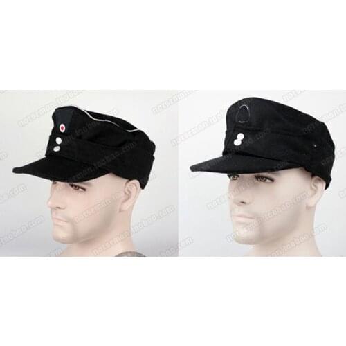 WWII WW2 GERMAN WH EM Officers soldier Elite M43 1943 PANZER BLACK WOOL FIELD CAP Military HAT WITH PATCH