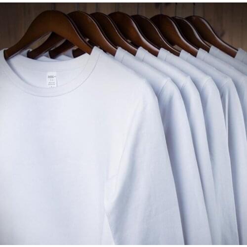 High Quality Men T Shirt 100% Cotton Mens Full Sleeve Primer Shirt Solid Pashmina Long-sleeved 300g Tees Mens T-Shirts Tops XL