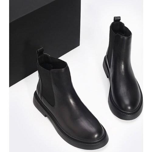 Women Boots Womens Ankle boots British style Girls Naked Boot Round Toe Winter Shoes Woman Flat Boot Black