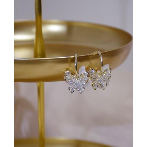 14k Real Gold Plated Fashion Jewelery Crystal Butterfly Exquisite Stud Earrings for Woman Holiday Party Elegant Earring