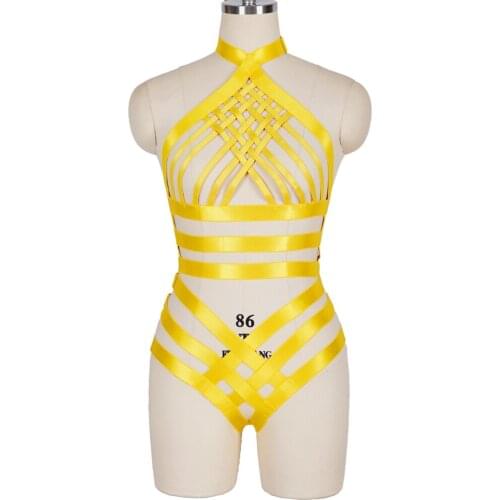 Body Harness For Women 2PC Erotic Lingerie Set Sword Belt Elastic Bondage Cage Bra Suspenders Garters Fetish Exotic Costumes