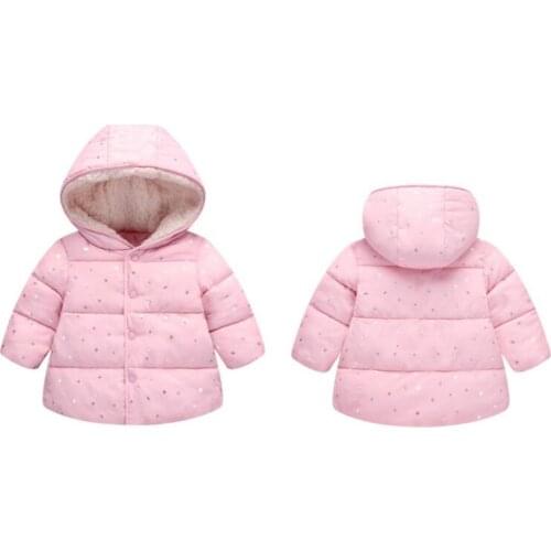 Winter Star Print Cotton Jackets Boys Girls Kids Hooded Outerwears Children Single Breasted Overcoat Baby Clothes Warm Coat