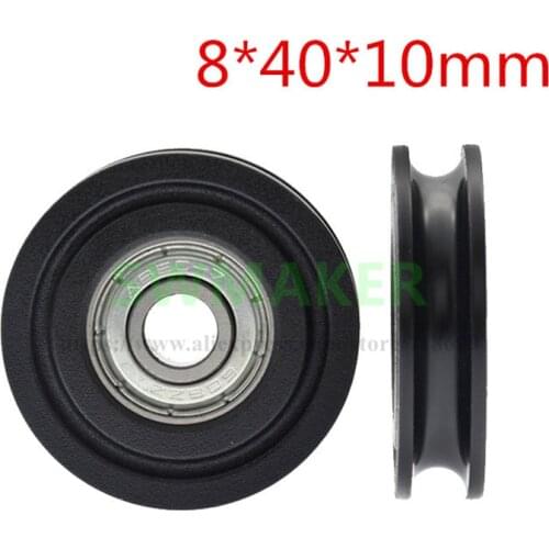 1pcs 8*40*10mm Plastic-coated 608ZZ bearing pulley pom/nylon pulley U-grooved wire-passing guide wheel