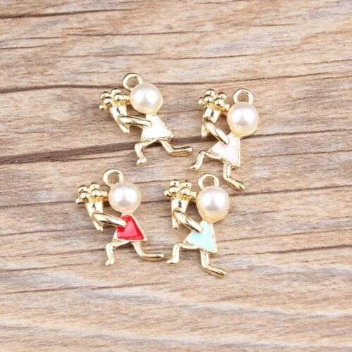 10pcs 4 colors Fashion Diy alloy enamel flower propose man boy charms metal pendants for bracelet earring dangle jewelry making