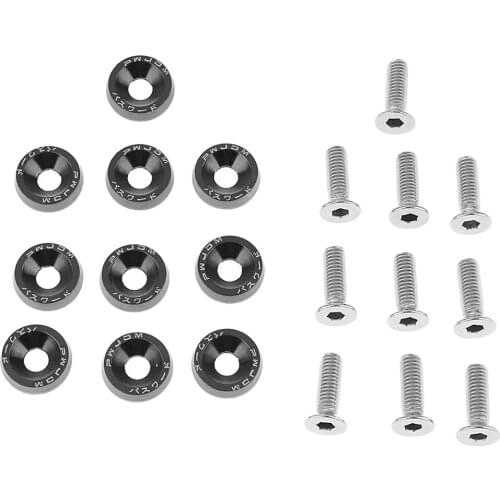 10PCS Car Reinforcement Aluminum Washers And 10PCS 6mm Screw Black