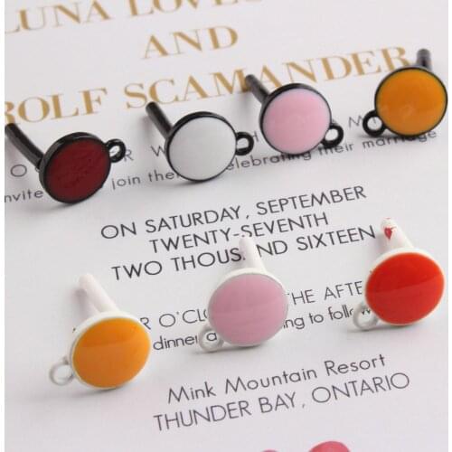10pcs/lot 13*15mm Irregular Stud Earrings Enamel Hypoallergenic Candy Color Alloy Pendant Connectors For DIY Jewelry Findings