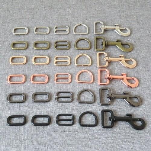 100sets 25mm webbing metal lobster clasp D ring slider belt buckle for bag handbag straps dog martingale collar leash accessory