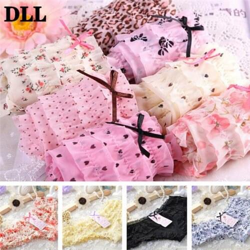 12 Colors Lifter Briefs Lovely Girl Sexy Dot Calcinha Female Underwear New Women Lace Ruffles Womens Sheer Panties Butt