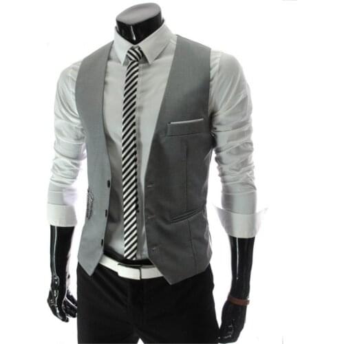 2018 New Arrival Dress Vests For Men Slim Fit Mens Suit Vest Male Waistcoat Gilet Homme Casual Sleeveless Formal Business Jacket