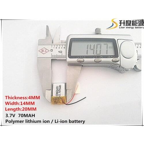 5pcs [SD] 3.7V,70mAH,[401420] Polymer lithium ion / Li-ion battery for TOY,POWER BANK,GPS,mp3,mp4,cell phone,speaker