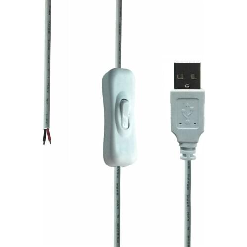 5V USB 2.0 Male Jack 2Pin 2 Wire Power Charge Cable Cord DIY 1m Wire With Switch