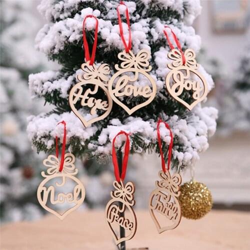 6Pcs Christmas Decorations For Home Wooden Letter Pendant Christmas Tree Decorations Hanging Ornaments Home Decor New Year