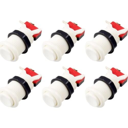 6x White Happ Style Push Button With 4.8mm Micro Switch For Arcade Machine Stickers Game Mame Jamma Parts 30mm Buttons