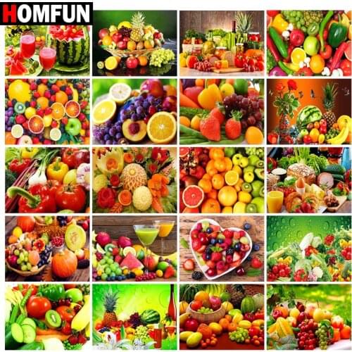 HOMFUN Full Square/Round Drill 5D DIY Diamond Painting "fruit and vegetable" 3D Embroidery Cross Stitch 5D Home Decor Gift
