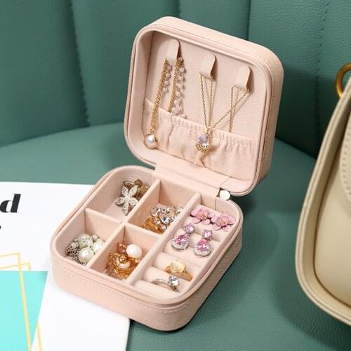Simple Candy Color Portable Velvet Jewelry Storage Box Travel Earrings Necklace Ring Holder Organizer Display Small Case