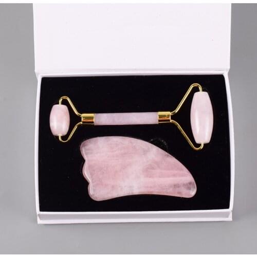 Noiseless Rose Quartz Roller Slimming Face Massager Lifting Natural Jade Facial Massage Roller Skin Massage Tool Gouache Scraper