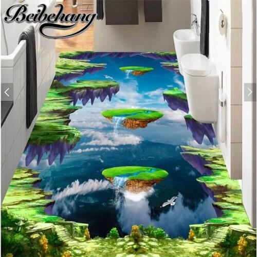 Beibehang Custom large flooring decoration painting 3d dream air suspension island pigeon self-adhesive outdoor floor painting