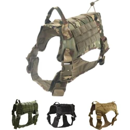 Outdoor Training Tactical Dog Vests Polices Pet Dog Hunting Jackets MOLLE 1000D Nylon Dog Vest Equipment Large Dog Clothes