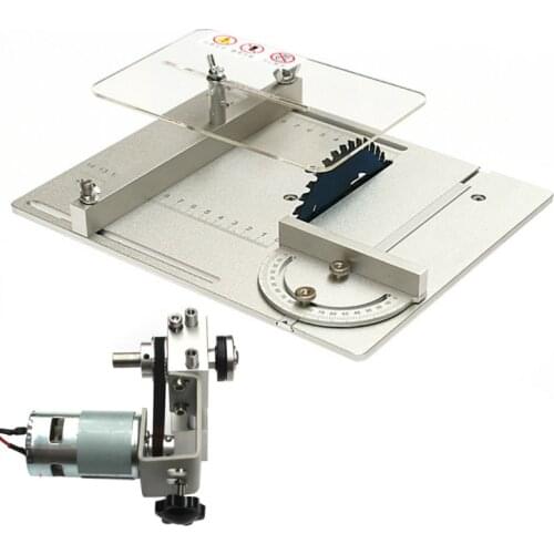 Aluminium Mini Table Saw Clearance Insert Plate Circular Saw Flip Board with Miter Gauge Guide Lifting Spindle Bearing Motor Set