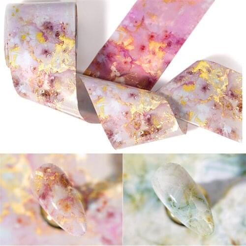 Nail Foils Marble Series Pink Blue Foils Paper Nail Art Transfer Sticker Slide Nail Art Decal Nails Accessories 1 Box