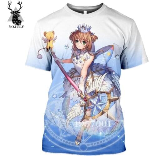 3D Printed Harajuku Anime Card Captor Sakura T-shirt Unisex Casual Pullover Clothing Streetwear Hip Hop Fashion Men T Shirt Y893