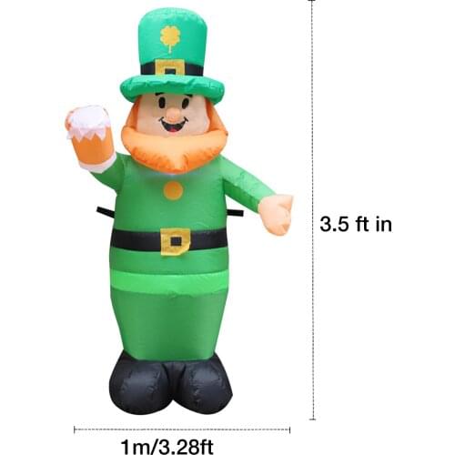 3.5ft Inflatabl Green Doll Beard Man Blow Up Leprechaun Luminous Air Mold For St Patricks Day, Irish Beer Festival EU US UK