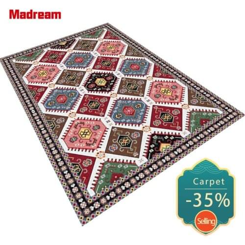American Style Retro Living Room Carpet Persian Classical Geometric Pattern Decorative Rug Room Decor Bedside Area Mat Hot Sale