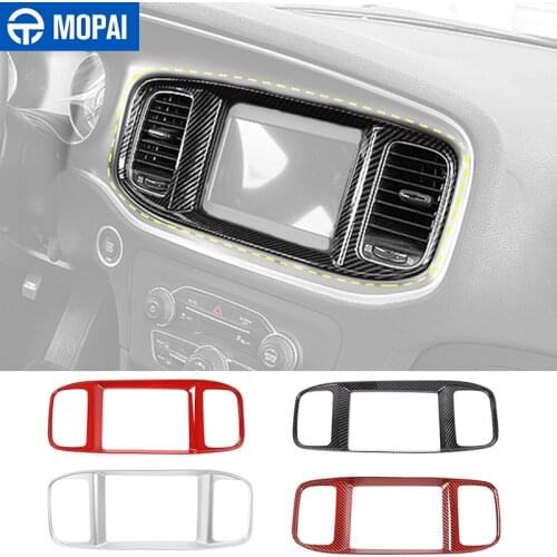 MOPAI Interior Mouldings for Charger 2015+ Car Navigation Panel Decoration Cover Sticker for Dodge Charger 2015+ Accessories