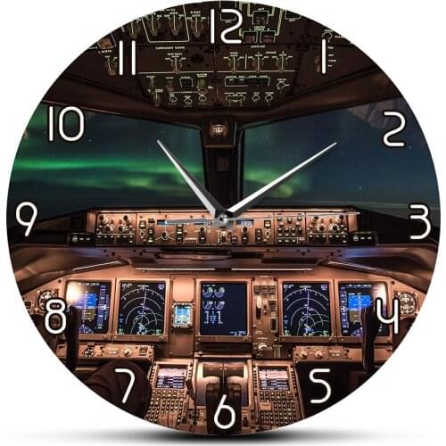 Cockpit Art Aircraft Control Devices Wall Clock Aviation Modern Design Pilots Home Decor Jet air Engine Silent Quartz Wall Watch