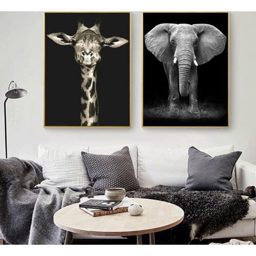 Elephant Canvas Painting HD Animal Wall Art Pictures Print Nordic Black&White Paintings For Living Room Home Decoration no frame
