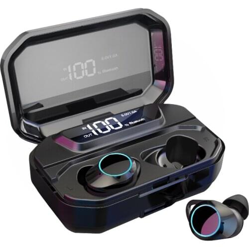 TWS G02 Bluetooth Earphones V5.0 Wireless Headphones Stereo Music Waterproof Earbuds with 3300mAh Charging Case earbuds