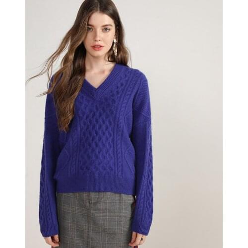 Winter new styles 100% cashmere sweater v neck thick pullovers large size long sleeve ladies soft jumper fashion knitted tops