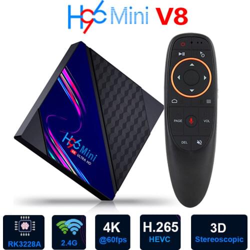 New H96 Mini V8 Android 10.0 Smart TV Box 1080P 4K 3D Media Player Set Top Box 2.4G Wifi RK3328 Android TV BOX